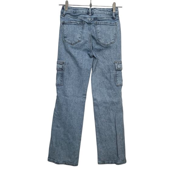 Flying Monkey Youth High Rise Cargo Jeans Size 12 Adjustable Waist Utility Denim - Picture 2 of 10